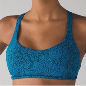 Lululemon Free To Be Zen Bra Power Luxtreme Spray Jacquard Shocking Blue Black